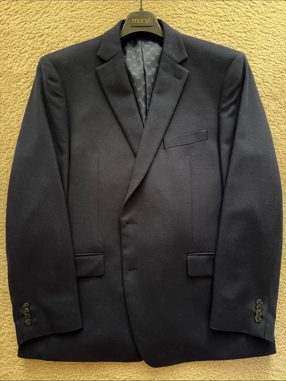 Michael Kors Navy Blue Two-Button Wool Cashmere 46R Sport Coat Blazer